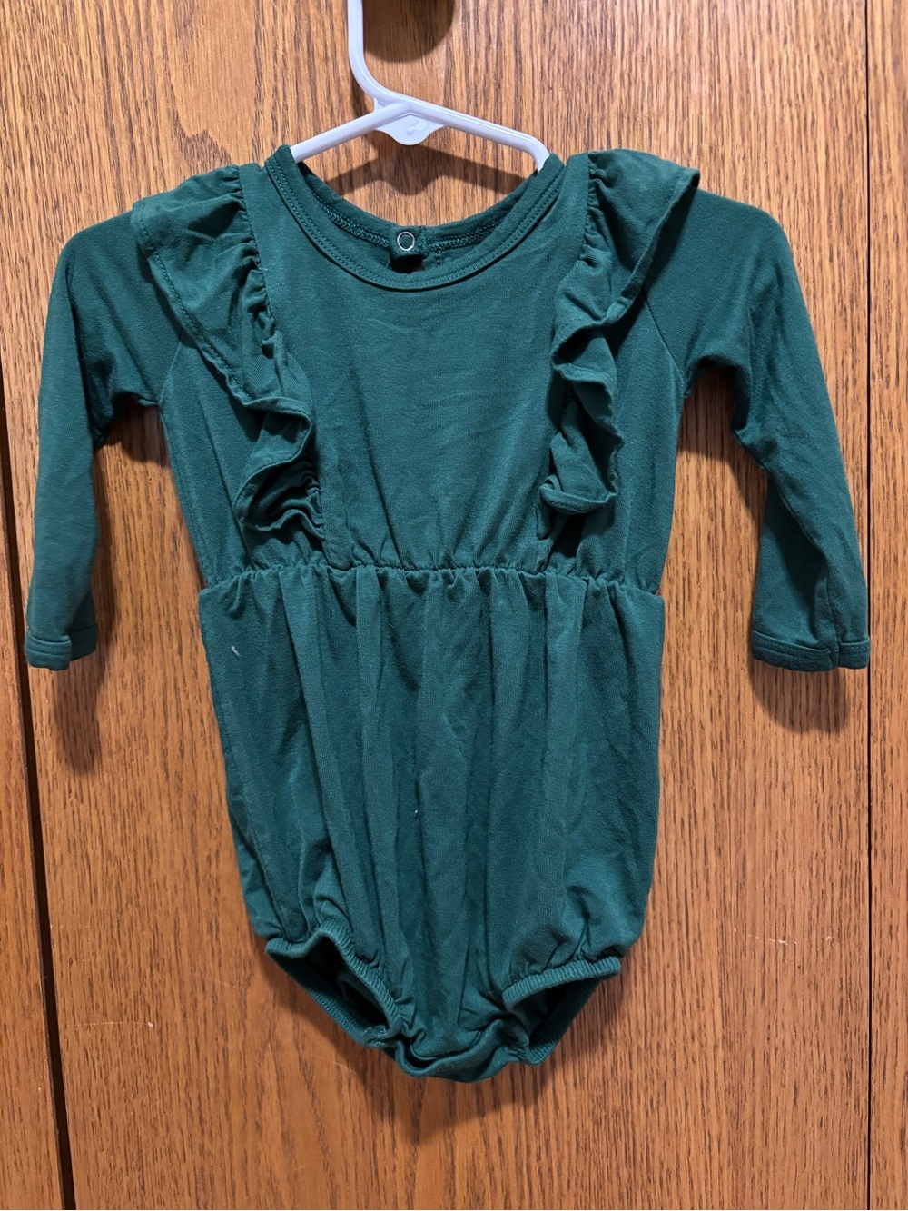 Kyte BABY Long-Sleeve Ruffle One-Piece in Forest Green